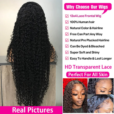 Water Wave Wig 13x4 Lace Front Wig Brazilian Human Hair Wig HD Transparent Swiss Lace Wigs Cheap Wig For Women Remy Casslow Hair