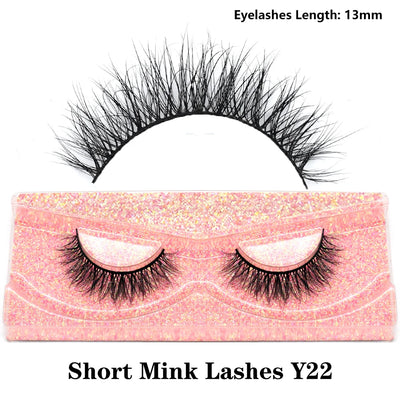 FOXESJI Real Mink Fluffy Short Eye Lashes Extension Wispy Soft Natural Short False Eyelashes Daily Wear Full Strip Lashes Makeup