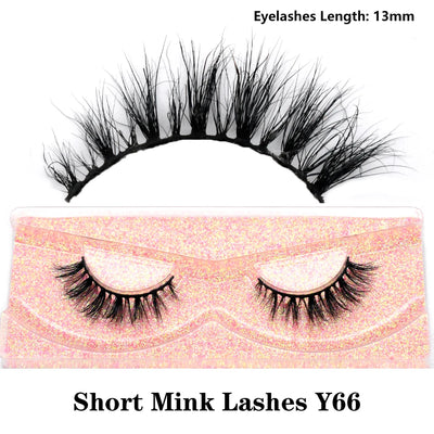 FOXESJI Real Mink Fluffy Short Eye Lashes Extension Wispy Soft Natural Short False Eyelashes Daily Wear Full Strip Lashes Makeup