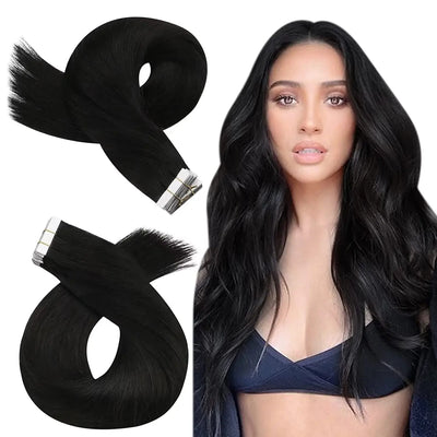 Moresoo Tape in Hair Extensions Balayage Remy Real Human Hair for Women Invisible Seamless PU Skin Weft Straight Hair Tape ins