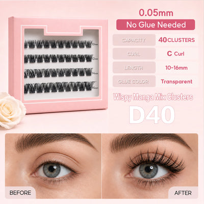 Cluster Lashes Light Weight Self Adhesive Eyelashes Pre Glued Press on Lashes Waterproof Handmade