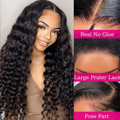 Wear and Go Glueless Wig 100% Human Hair 30 inch Deep Wave 4x4 5x5 Hd Lace Closure Wig Pre Cut Lace Curly Wigs Ready To Wear Wig