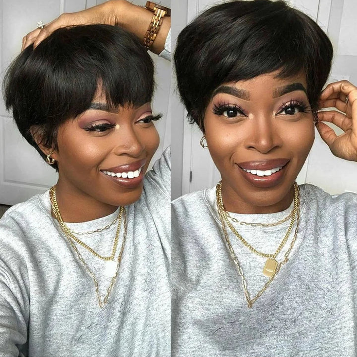 Short Straight Pixie Cut Human Hair Wig - JoySky Hair