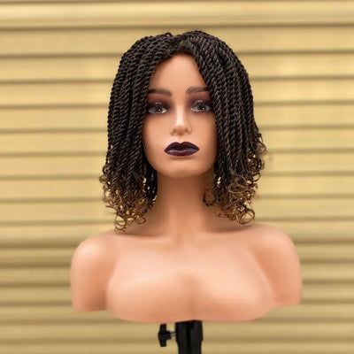 Box Braided Wigs For Black Women Crochet Hair 2 Twist Ombre Bug African Synthetic Short Bob Braiding Hair Wig Extensions Hair