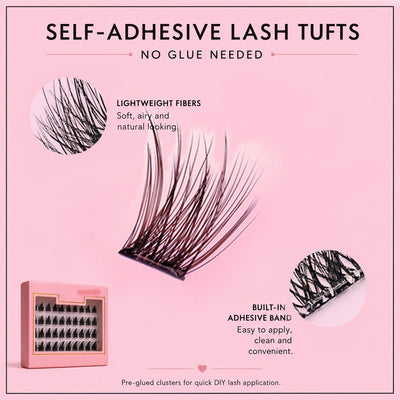 Cluster Lashes Light Weight Self Adhesive Eyelashes Pre Glued Press on Lashes Waterproof Handmade