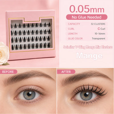 Cluster Lashes Light Weight Self Adhesive Eyelashes Pre Glued Press on Lashes Waterproof Handmade