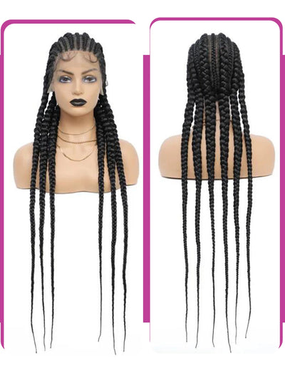 36 Inch Cornrows Braided Wigs Synthetic Lace Wig For Black Women Jumbo Braid African Knotless Box Braids Hair