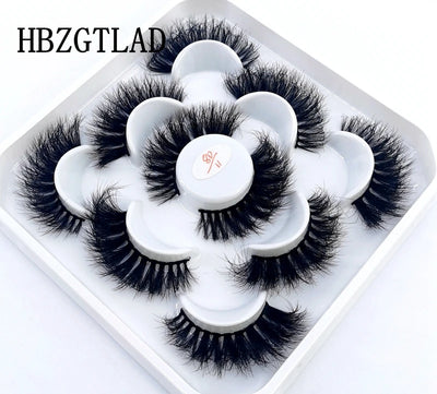 HBZGTLAD New 5 Pairs 25mm 3d Mink Lashes Faux Mink Lash Wispy Thick Natural Full Strip Lashes