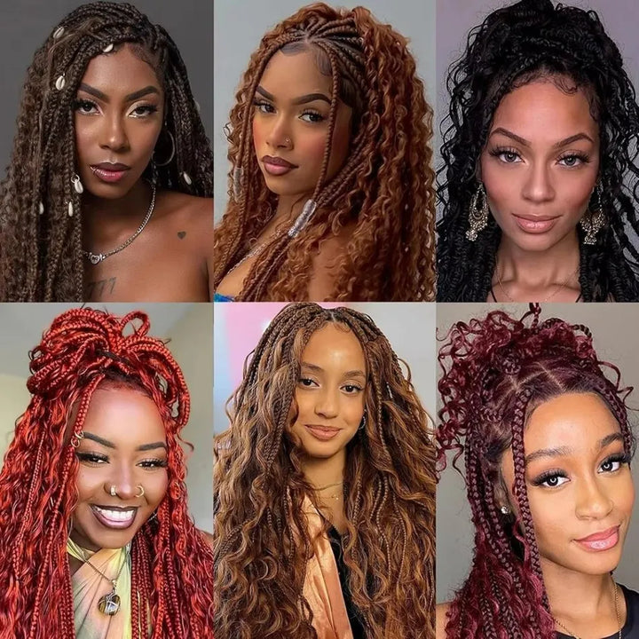 38-Inch Ombre Brown Knotless Braided 360 Lace Wig