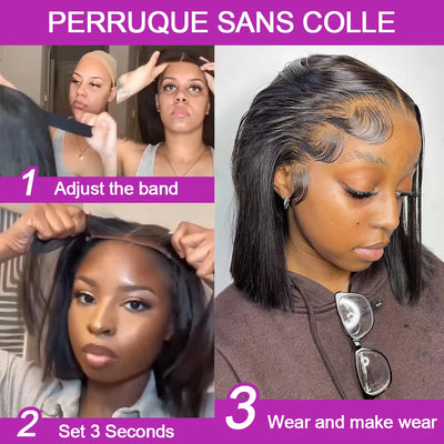 Human Hair Short Bob Wigs 13x6 Bone Straight Glueless HD Lace Front Wig Ready to Go Lace Frontal Braided Vietnamese On Sale