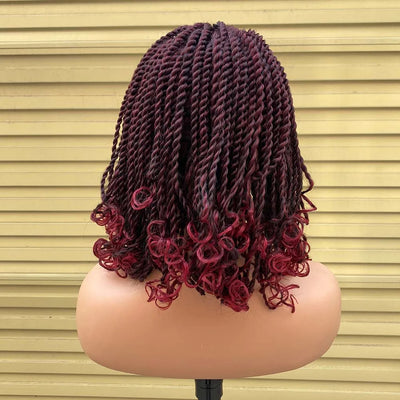 Box Braided Wigs For Black Women Crochet Hair 2 Twist Ombre Bug African Synthetic Short Bob Braiding Hair Wig Extensions Hair
