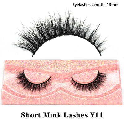 FOXESJI Real Mink Fluffy Short Eye Lashes Extension Wispy Soft Natural Short False Eyelashes Daily Wear Full Strip Lashes Makeup