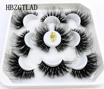 HBZGTLAD New 5 Pairs 25mm 3d Mink Lashes Faux Mink Lash Wispy Thick Natural Full Strip Lashes