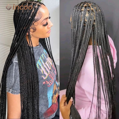 Synthetic Braided Wigs For Black Women Full Lace Wig Braid African Knotless Box Braids Hair Lace Front Wigs Cheap Cornrow Braids