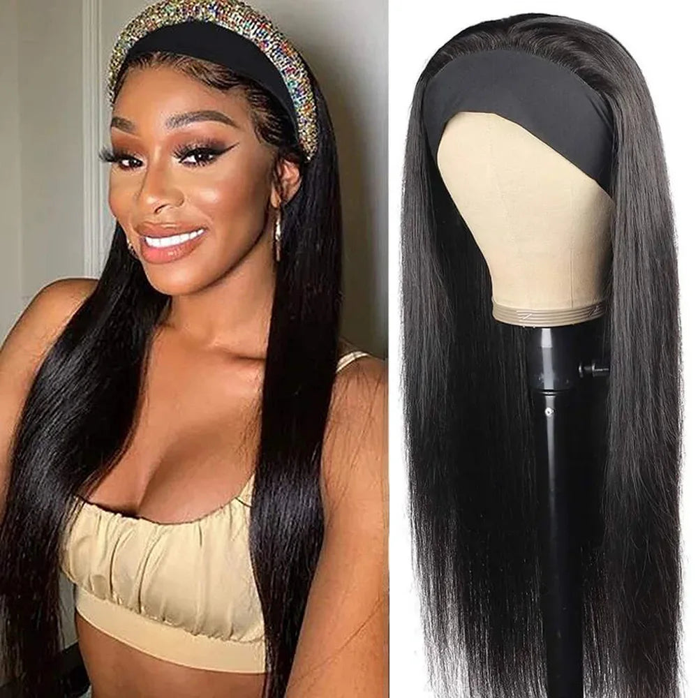Bone Straight Human Hair Headband Wig