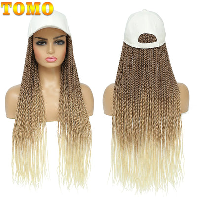 TOMO Baseball Cap Hat Wig Hair with Synthetic Crochet Braids for Women Long 24" Senegalese Twist Attached with Hat Wig for Girls