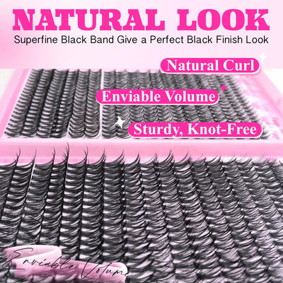 DIY Lash Extension Kit Clusters Individual Eyelashes Kit 9-16mm with Bond and Seal Wispy Natural Mange Lashes