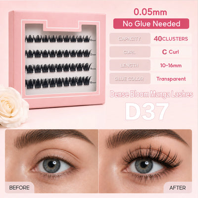 Cluster Lashes Light Weight Self Adhesive Eyelashes Pre Glued Press on Lashes Waterproof Handmade