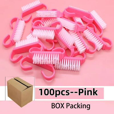 100pcs Cleaning Nail Brush Tools Colorful Plastic Dust Cleaner Brushes Nail Art Pedicure Powder Soft Remover Manicure Tools