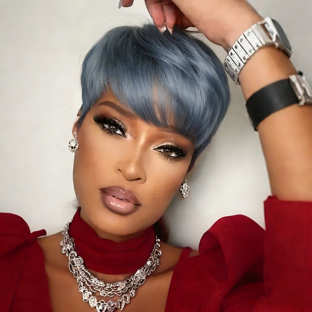 Straight Pixie Cut Human Hair Wig with Bangs - JoySky Hair