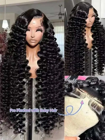 40 Inch Loose Deep Wave 13x4 13x6 Lace Front Human Hair Wigs 250 Density Water Curly Nature Wave HD Lace Frontal Wig Preplucked