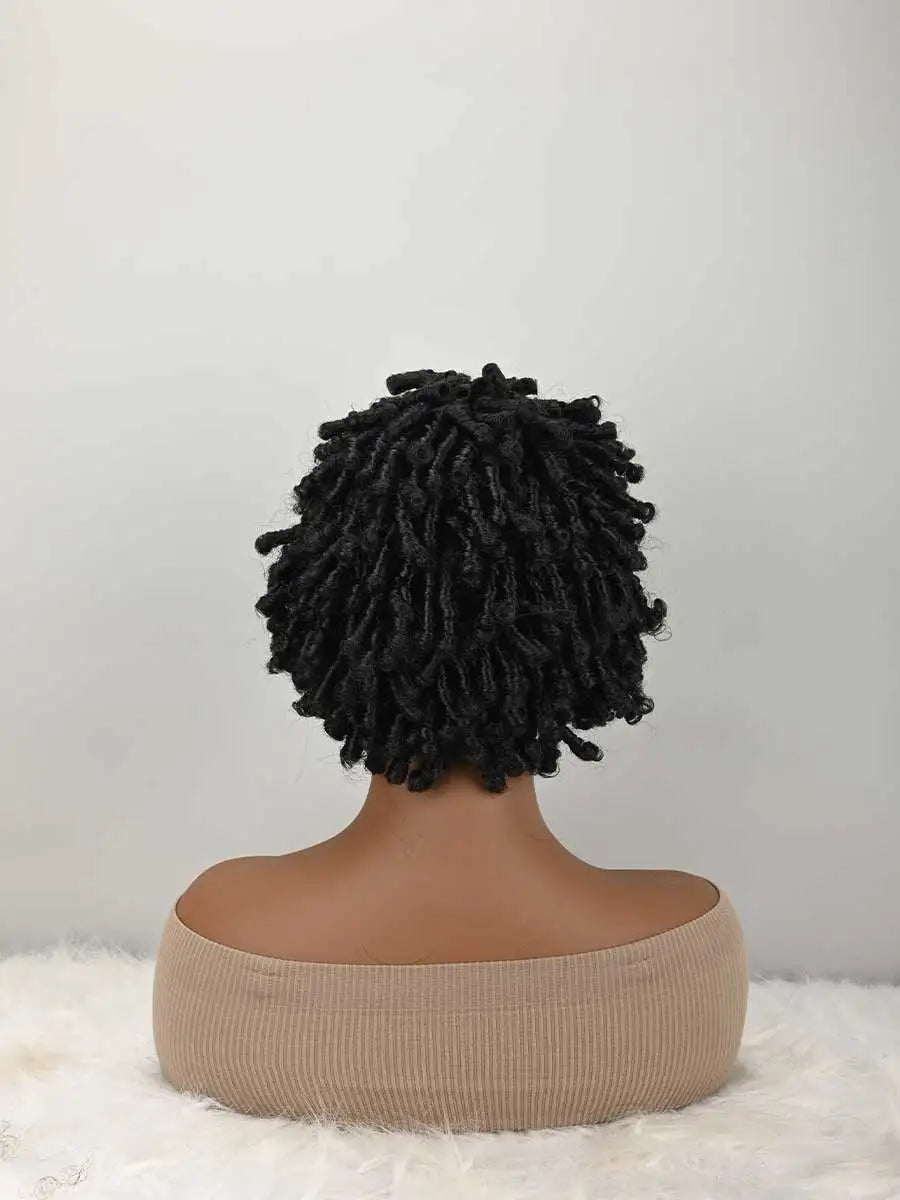 Short Afro Faux Braided Dreadlock Wig