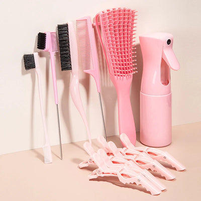 Detangling Brush 10 Pieces Hair Brush Set For Afro Curly Coily Long Hair Knots Detangler Easy To Clean Hair Care Styling Tools