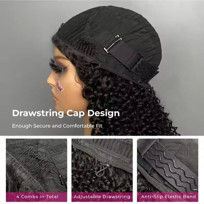 Upgrade 3 IN 1 Half Wig With Drawstring Seamless Clip Ins Flip Over Kinky Curly Wig 200% Density Curly Half Wigs for Women hair