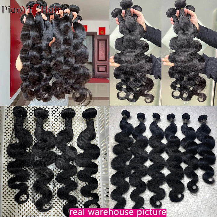 Body Wave Human Hair Bundles with Lace Closure