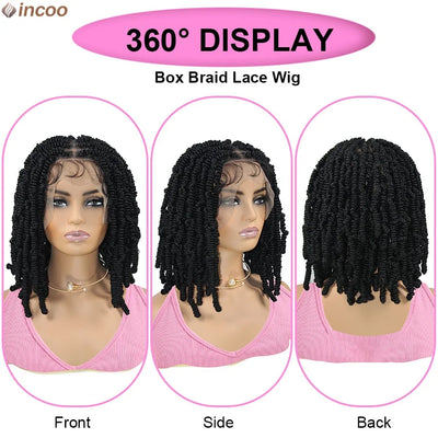 Synthetic Full Lace Braided Wigs Spring Twist Wig Short Bob Knotless Box Braids For Black Afro Women 12'' Passion Twist Braids