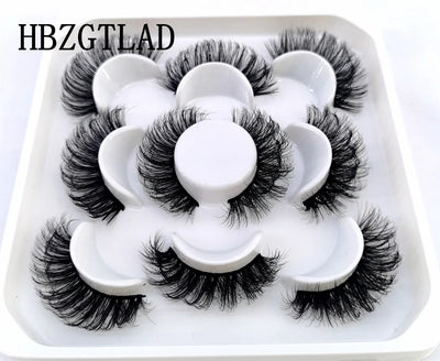 HBZGTLAD New 5 Pairs 25mm 3d Mink Lashes Faux Mink Lash Wispy Thick Natural Full Strip Lashes