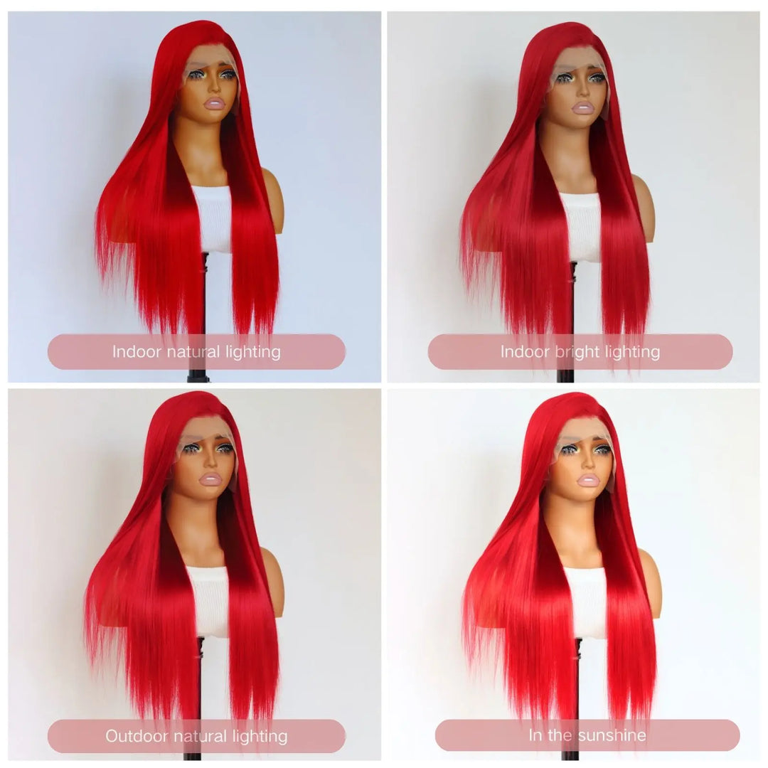 Burgundy Red Straight Lace Front Wig - JoySky Hair