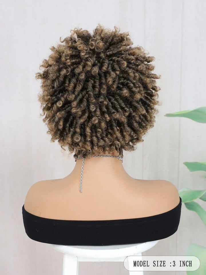 Short Afro Faux Locs Braided Wig
