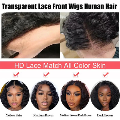 40 Inch Loose Deep Wave 13x4 13x6 Lace Front Human Hair Wigs 250 Density Water Curly Nature Wave HD Lace Frontal Wig Preplucked