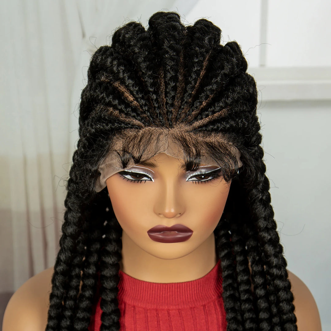 32-Inch Cornrow Braided Lace Wig - JoySky Hair