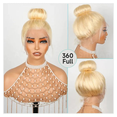 Blonde 360 Lace Frontal Wigs Human Hair 200% Density 613 Stright Lace Front Wig Human Hair Pre Plucked 360 Full Lace Wigs 38inch