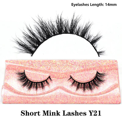 FOXESJI Real Mink Fluffy Short Eye Lashes Extension Wispy Soft Natural Short False Eyelashes Daily Wear Full Strip Lashes Makeup