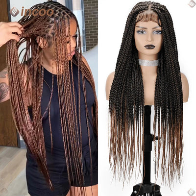 Synthetic Braided Wigs For Black Women Full Lace Wig Braid African Knotless Box Braids Hair Lace Front Wigs Cheap Cornrow Braids