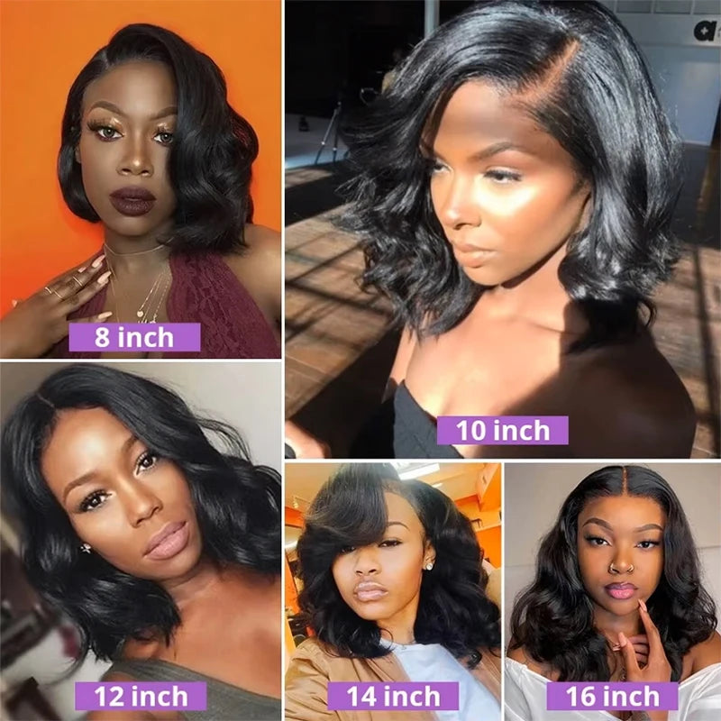 16Inch Wear And Go Glueless Bob Wig Human Hair Short Body Wave Lace Front Wigs Pre Cut Brazilian Hair 4x4 5X5 HD Lace Closure Wig For Women Short Bob Glueless Body wave Human Hair Wig  220% Density Pre-Plucked No Lace Front C
