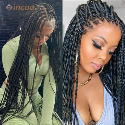Synthetic Braided Wigs For Black Women Full Lace Wig Braid African Knotless Box Braids Hair Lace Front Wigs Cheap Cornrow Braids