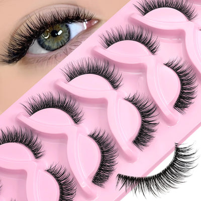 VELTRINAY Cat Eye False Eyelashes Natural Voume Fake Eyelash Faux Mink Eye Lashes Clear Eyelash Band Fake Lashes Makeup