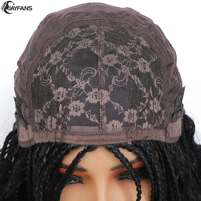 12”Braided Wigs for Black Women Heat Resistant Soft Short Bob Box Braided Wig Half Curly African American Braided Wigs Daily Use