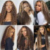 Glueless Curly Wigs Highlight Wig Human Hair 13x6 HD Lace Frontal Wigs 100% Human Hair Water Deep Curly Wave HD Lace Front Wig