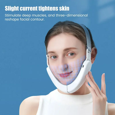 EMS Facial Massager V-Line Lift Up Belt Red Blue Light Face Slimming Vibration Massager Face Lifting Device Reduce Double Chin