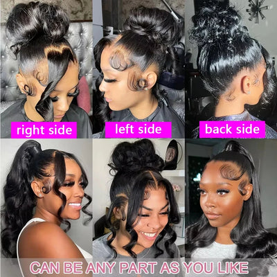 SoGreat 360 Lace Wig Invisible Drawstring Loose Body Wave Body Wave Human Hair Wigs Natural Black Wig Pre-Plucked Brazilian Hair