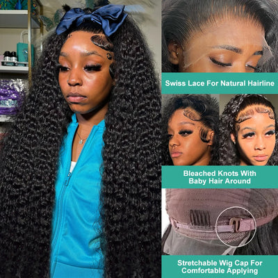250% Density 13x4 13x6 HD Loose Deep Wave Lace Frontal Wig 30 Inch Water Wave Curly 360 Lace Frontal Human Hair Wigs For Women