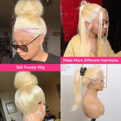 Blonde 360 Lace Frontal Wigs Human Hair 200% Density 613 Stright Lace Front Wig Human Hair Pre Plucked 360 Full Lace Wigs 38inch