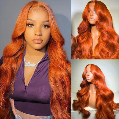30 36 Inch Ginger Hd Lace Wig 13X6 Human Hair Deep Wave Frontal Wig Curly Lace Front Wig Colored Brazilian 250 Density For Women