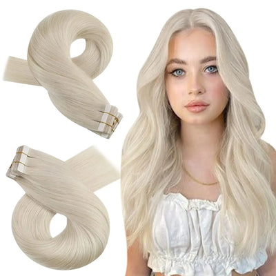 Moresoo Tape in Hair Extensions Balayage Remy Real Human Hair for Women Invisible Seamless PU Skin Weft Straight Hair Tape ins