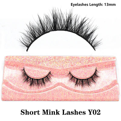 FOXESJI Real Mink Fluffy Short Eye Lashes Extension Wispy Soft Natural Short False Eyelashes Daily Wear Full Strip Lashes Makeup